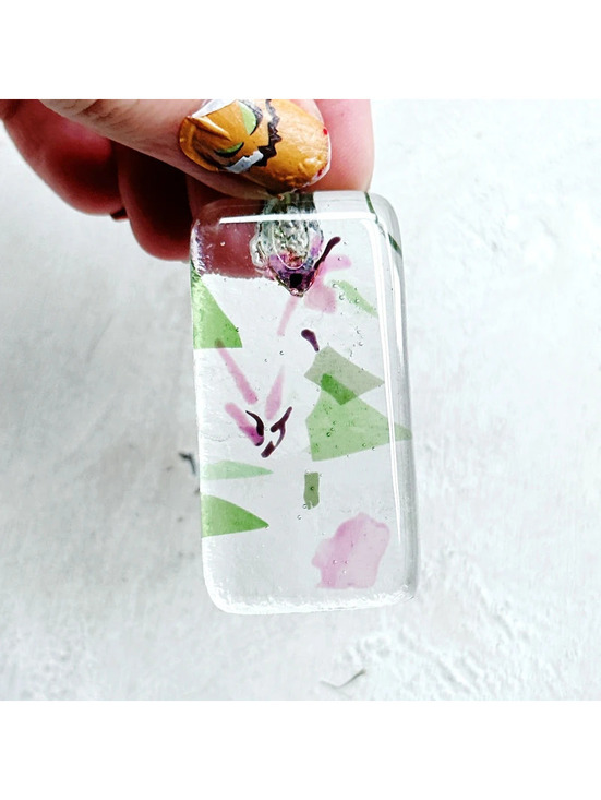 Jewelry - 2592mc. Pink Glass Pendant Floral